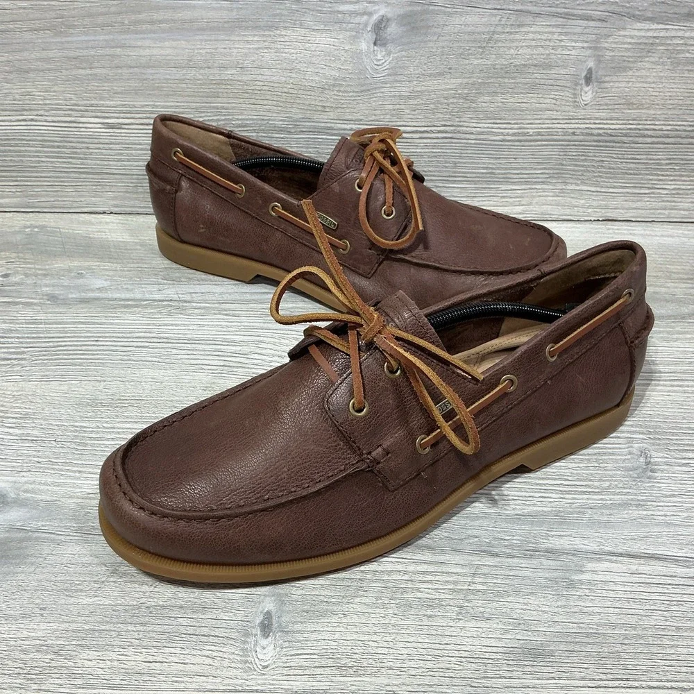 Fossil Men's Authentic Original Brown Leather Casual Boat Dock Shoes Size 13 M